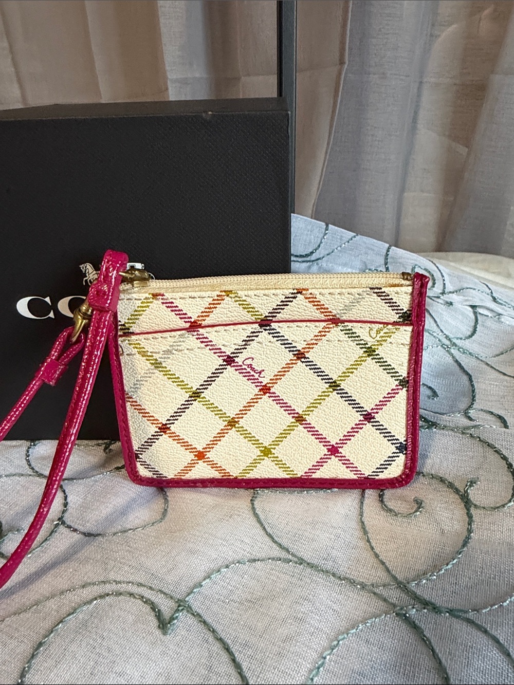 Coach Tattersall Card Holder Wristlet